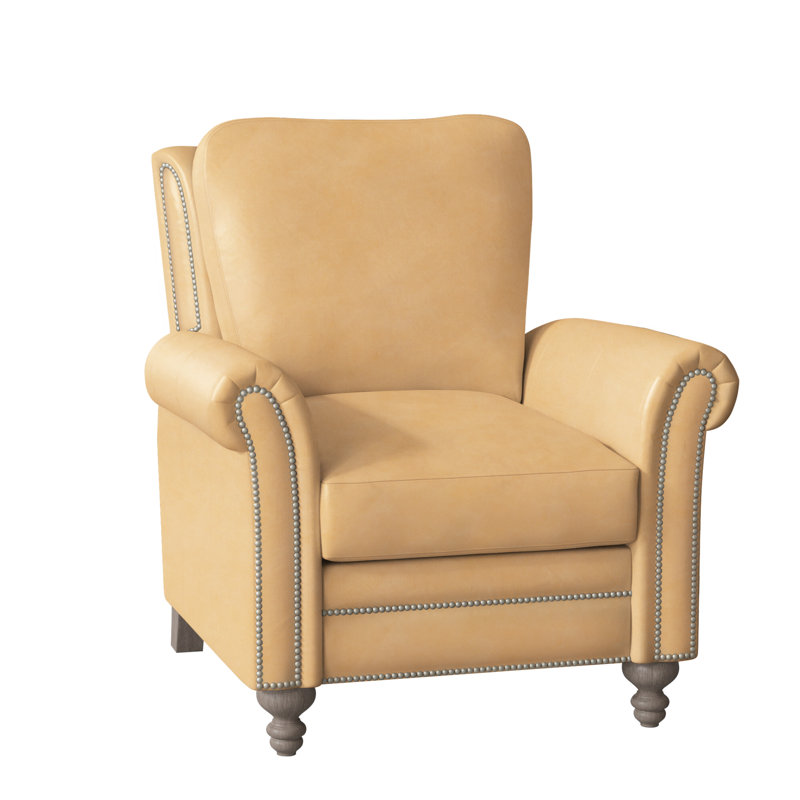Richardson Recliner, Pewter, Stone, Anilina Cacao Genuine Leather