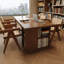 Bureau rectangulaire en bois massif noyer clair-109514465
