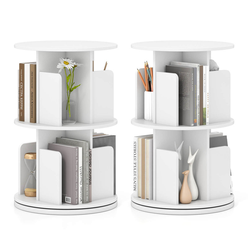 2 cloisons rotatives à 360 ° 2 étagères et cloisons anti-chute blanches, (2 tablettes) H 26 po x l 15,5 po x P 15,5 po, Blanc