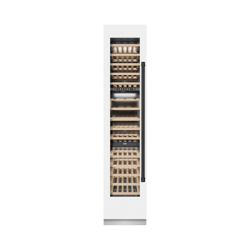 ZLINE Autograph 18 in. White Matte 68 Bottle Right Hinge Column Wine Cooler with Bronze Accents, Right Handed, Black