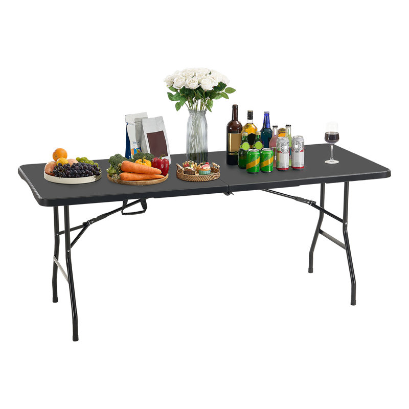 Table pliante en plastique, H 29,1 po x L 70,9 po x P 29,1 po, Noir
