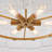 27’’ 6-light Gold Chandelier Pendant Light With Textured Glass Shades