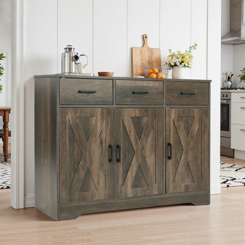 Youssouf 42.4" Wood Accent Cabinet  With Three Drawers, Brown