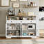 51" Farmhouse Sideboard Buffet Cabinet with Charging Station, 3 Drawers & 4 Barn Doors, Large Wood Coffee Bar Storage Pantry for Kitchen, Dining, Living Room