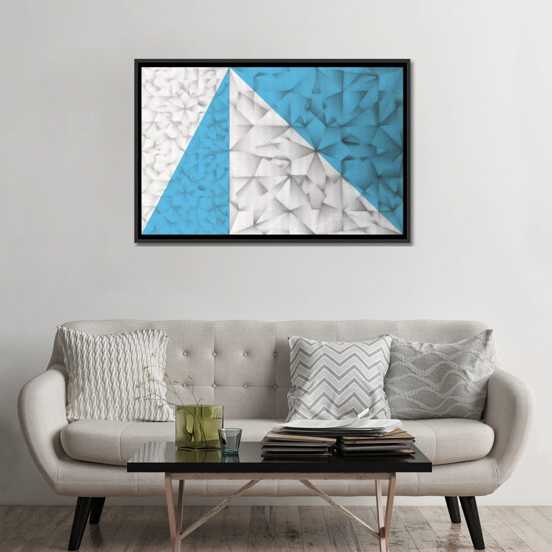 " Triangles Squared " by PI Studio, 18" H x 26" W x 1.5" D, Black Framed Canvas, No Mat
