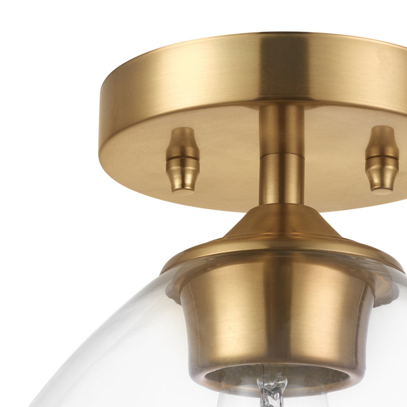Molchadsky Glass Semi Flush Mount, Matte Brass, Clear