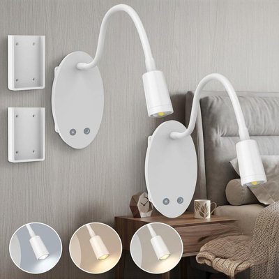 2pcs Cordless Rechargeable Wall-Mounted Bedside Reading Lights with 40H Battery Use, 3 Color Temperatures, Stepless Dimming, Eye-Care Night Lighting, and USB Output, Designed to Avoid Disturbing a Partner