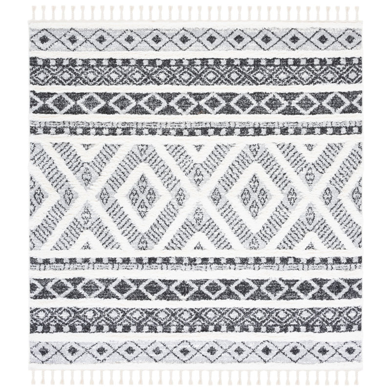 Tyner Tassel Shag Performance Southwestern Rug, Square 6'7"