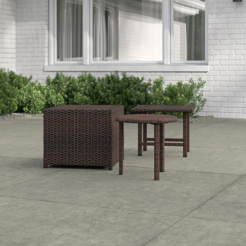 Round and Square Outdoor Side Table , 20 " W 20 " D, Brown