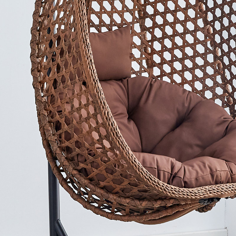 Fauteuil à œufs en osier avec support Charlie / Jade Charlie-Jade, Brun