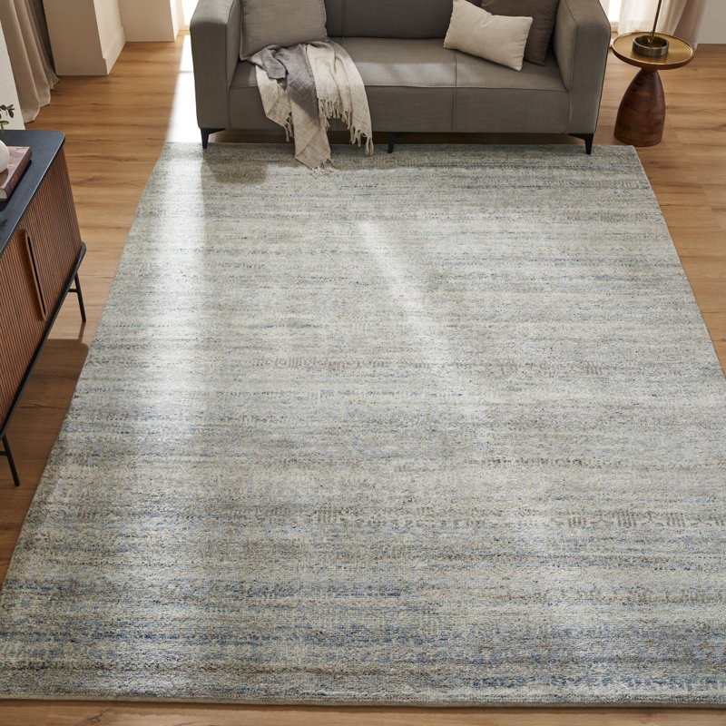 Nomad Haven Wool Hand Knotted Area Rug in Misty Sky, 10' x 14'