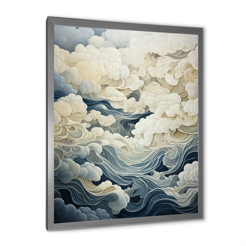 Nuage gris ciel I - décoration murale nuages, Cadre photo argenté, H 44 po x l 34 po x P 1,5 po