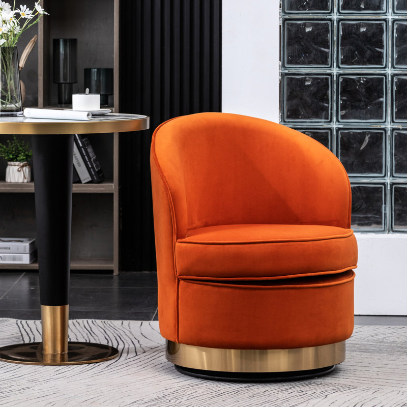 Fauteuil d'appoint en velours orange - Fauteuil pivotant confortable, élégant et confortable, Orange