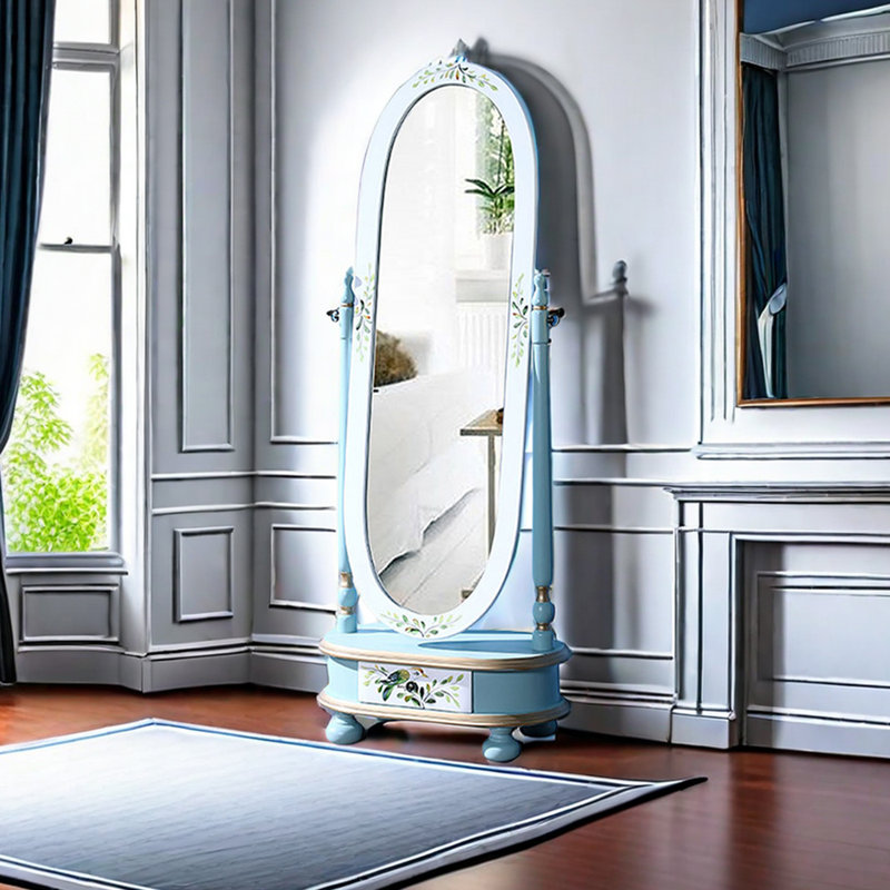 Modern Painted Arched-Panel Drawer Full-Length Mirror