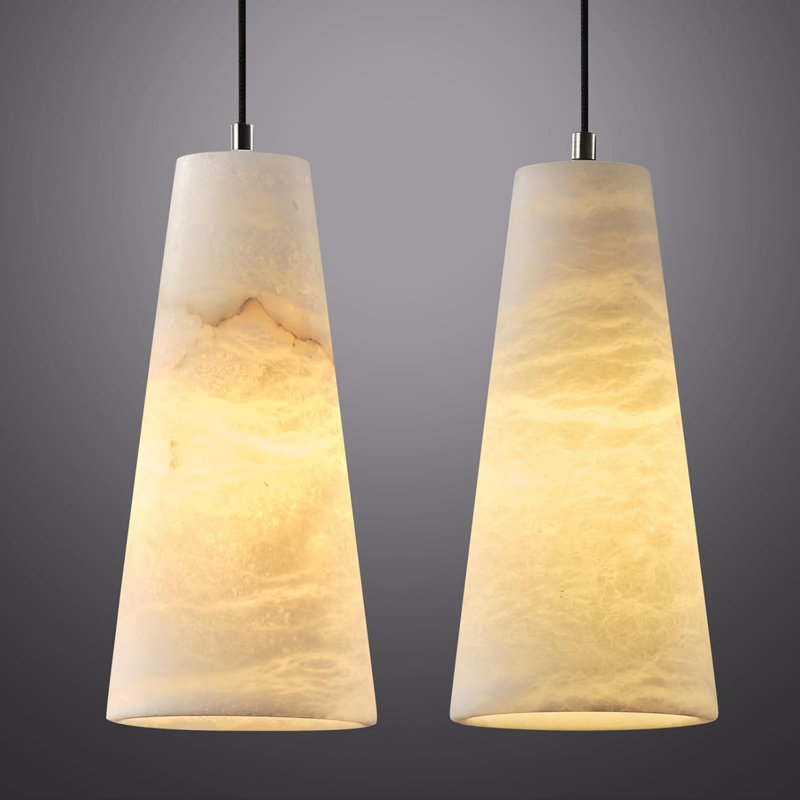 Alabaster Pendant Lights H-10in (bulbs Incl) (set Of 2), Matte Black