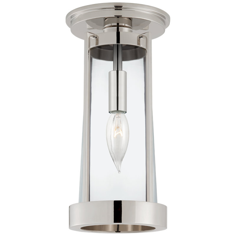 Thomas O'Brien Calix 1 Light Flush Mount, Polished Nickel, Clear