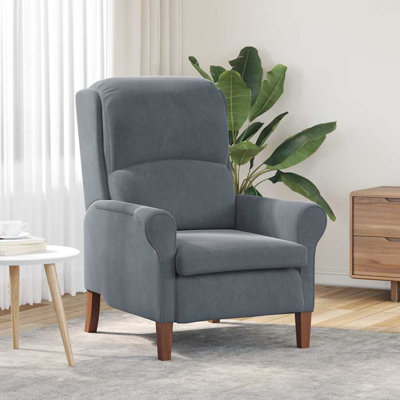Fauteuil vidaXL en velours gris foncé