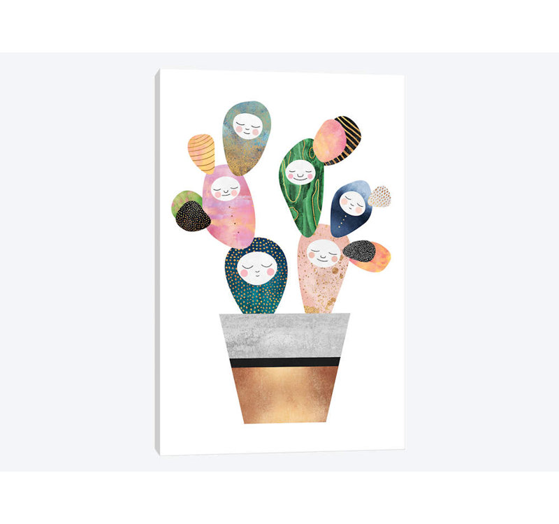 « sleepy cactus », reproduction sur toile, H 40 po x l 26 po x P 1,5 po, Toile tendue, Pas de tapis