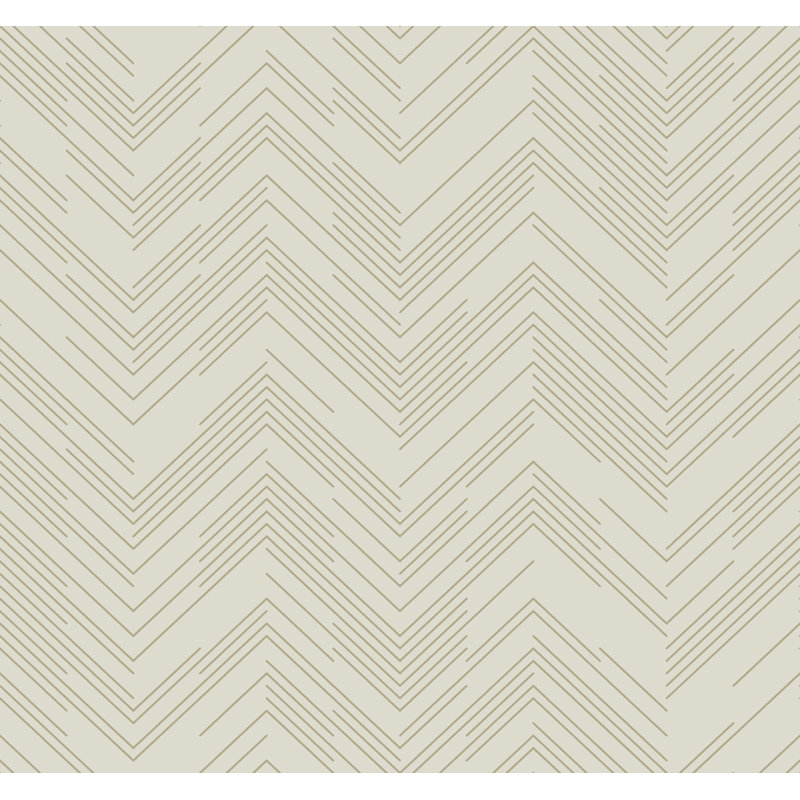 Chevron Metallic Wallpaper Roll, Cream/Gold