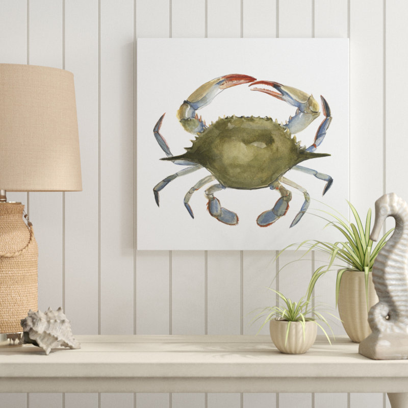 Watercolor Crab II by Emma Scarvey - Wrapped Canvas Painting, 51cm H x 51cm W