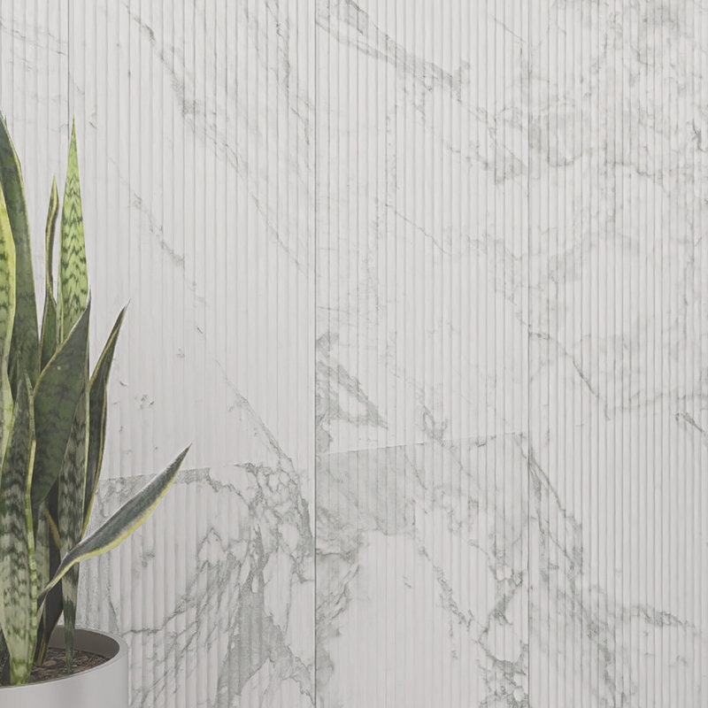 Reve Roseliere Deco 11-3/4 in. x 23-1/2 in. Porcelain Wall Tile, White/Gray
