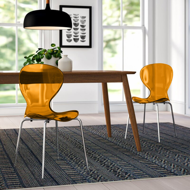 Chaise d'appoint de salle à manger empilable Edenfield, Orange transparent