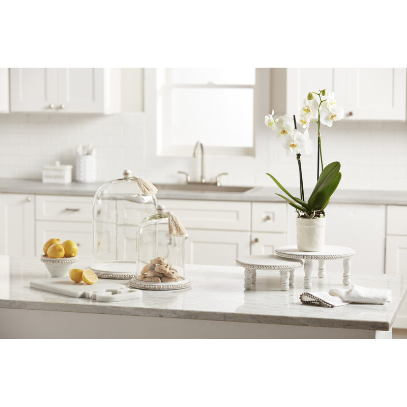 Mud Pie Classic Home 2 Piece Bead Cake Stand Set