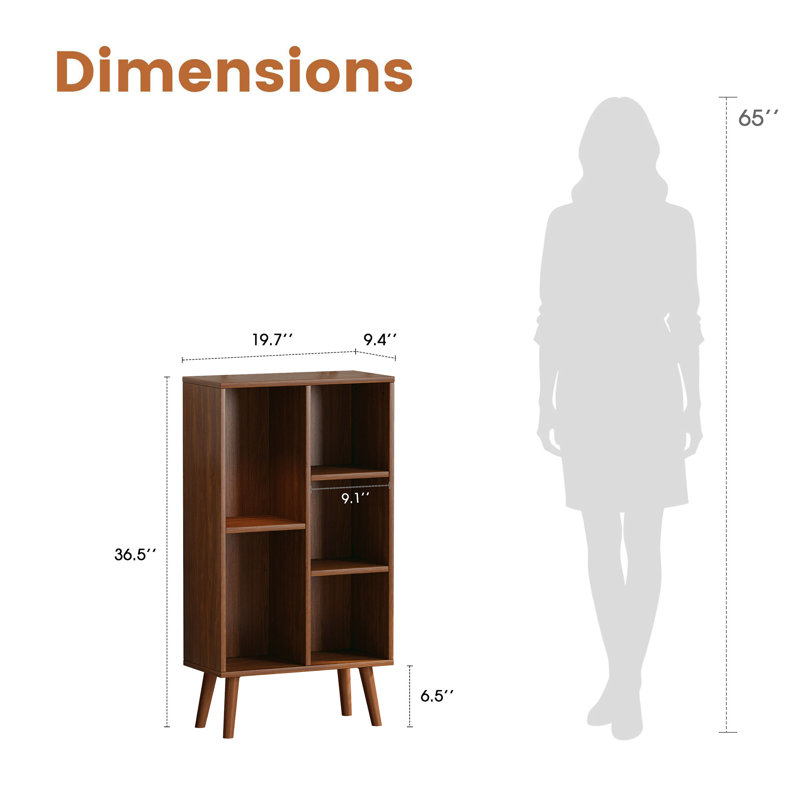 Adisyn No Subject Bookcase, Heritage Walnut, 36.5" H x 19.7" W x 9.4" D