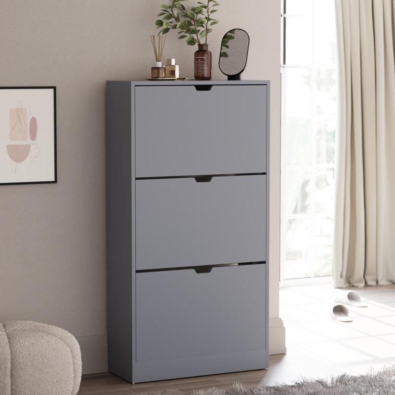 18 Pair Shoe Storage Cabinet, Grey