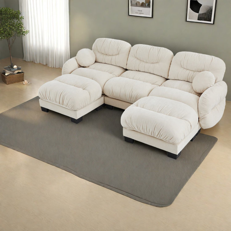 Compression Cozy Chenille Sectionals, Pleated Modular Sofa For Home