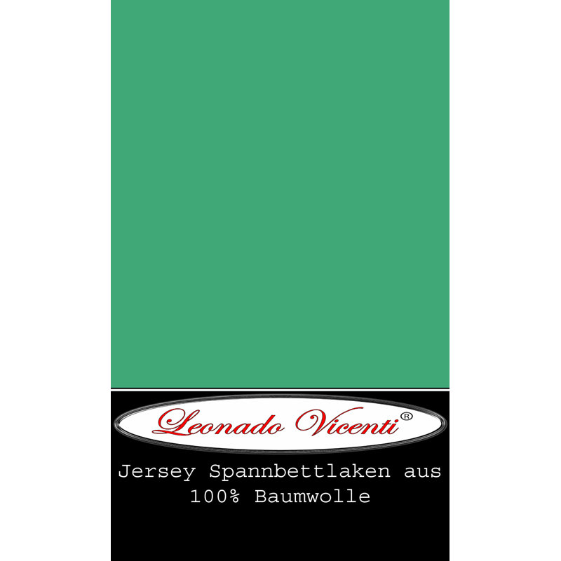100% Cotton Jersey Knit Fitted Sheet, Green, European Double (140 x 200cm)