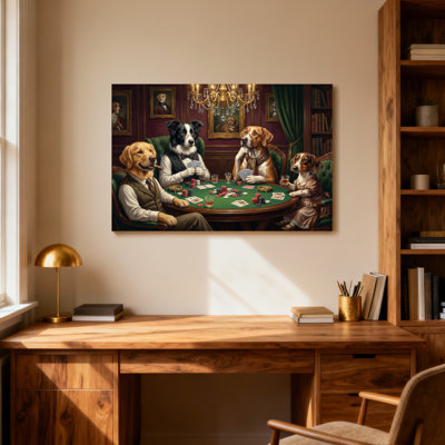 Animals Dogs Playing Poker In Elegant Room