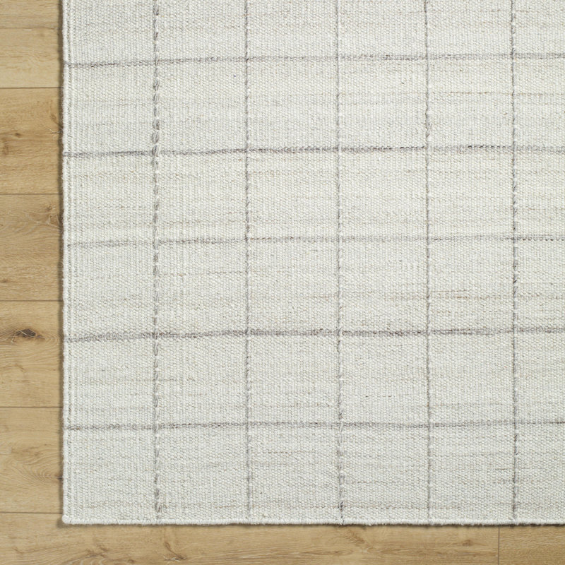 Lavande Geometric Wool Area Rug in Ivory/Gray, Rectangle 8' x 10'