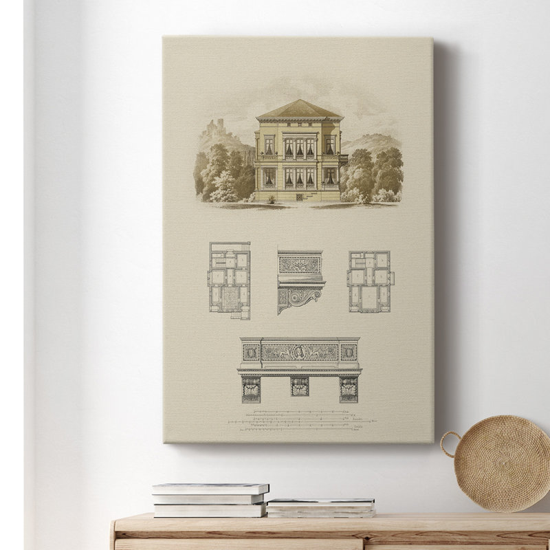 Estate and Plan I - Peinture sur toile tendue, H 12 po x l 8 po x P 1,5 po
