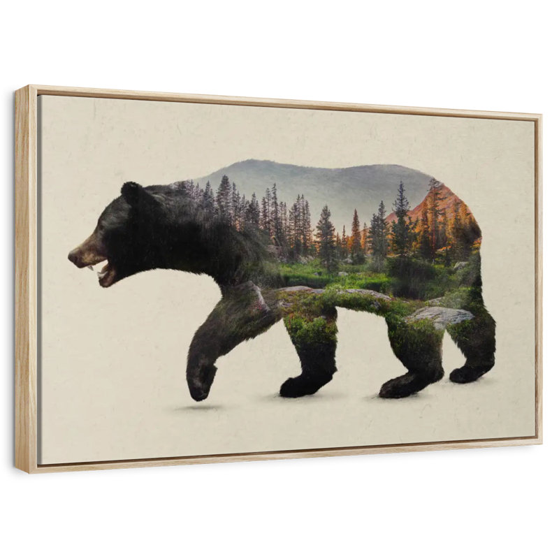 L'ours noir nord-américain, Cadre flottant en bois naturel, 40 po x 27 po