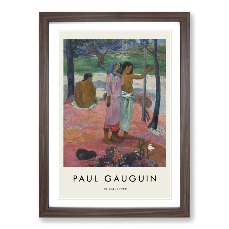 The Call by Paul Gauguin - Picture Frame Painting, Walnut Framed, 65cm H x 48cm W x 2cm D