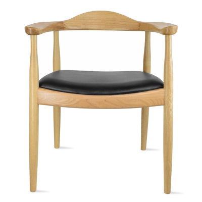 Hashimoto Solid Real Wood Open Back Pu Leather Seat Dining Arm Chair
