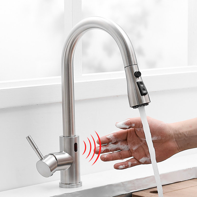 Touchless Kitchen Faucet With Pull Down Sprayer, Nickel