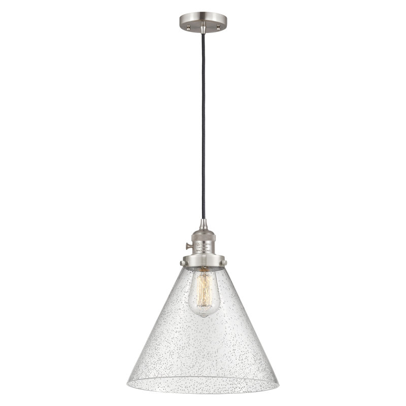 Luminaire suspendu en forme de globe à 1 lumière Anisley, H 14,13 po x l 12 po x P 12 po, Grainé, Nickel satiné brossé