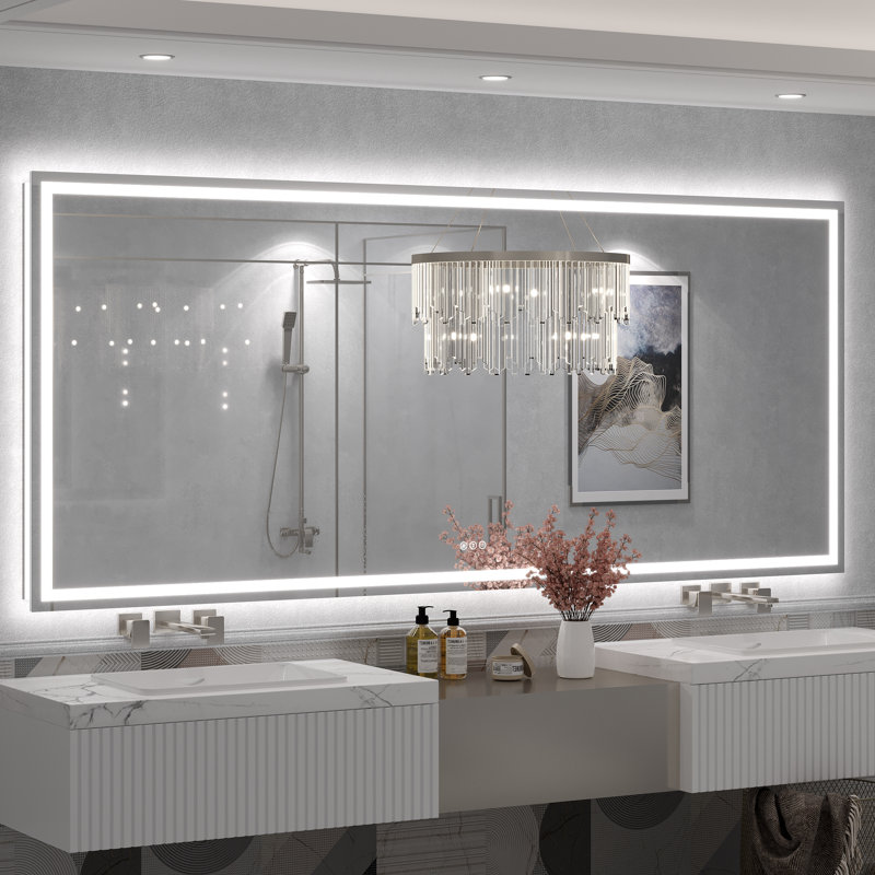 Miroir de salle de bain Molly Framelss, 88 po x 38 po, Transparent