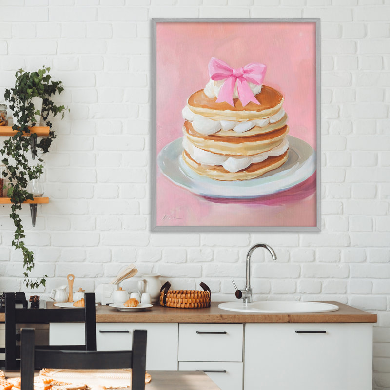 Coquette Pancakes avec crème fouettée, estampe numérique, design par The Prints Vibe, 30 x 24, Farmhouse Grey Giclee Framed