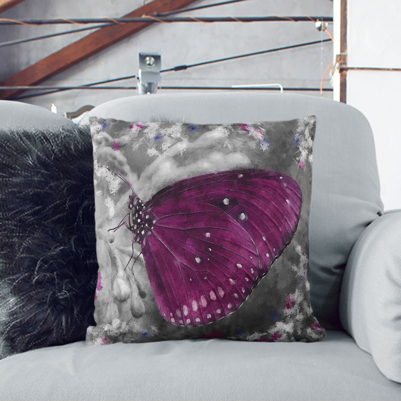 Abstract Square Throw Cushion, Gray/Purple, 40cm H x 40cm W x 15cm D