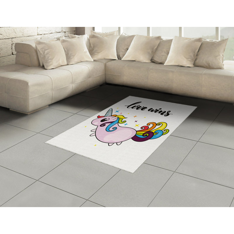 Tapis décoratif Pride Unicorn, Rectangle— 4 pi x 5 pi 8 po