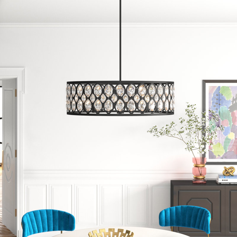 Dorothy 8 - Light Dimmable Drum Chandelier, Matte Black