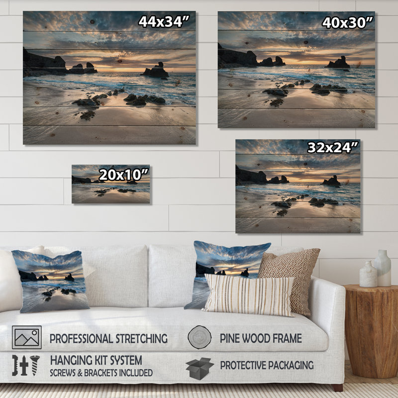 Magnifique baie de Porthcothan - imprimé bord de mer, H 15 po x l 20 po, Impression encadrée, Wood