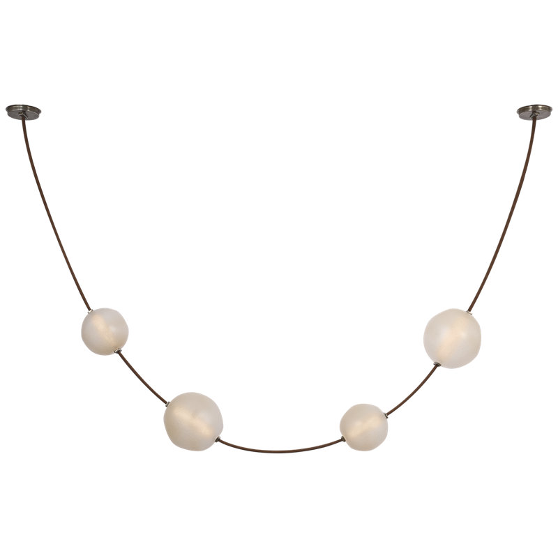 Anne-Marie Barton Dune Belted Light with Fizzy Nude Glass, Russet Suede/Mottled Pewter