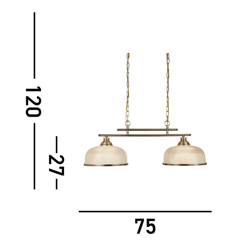 Asner 2-Light Kitchen Island Chandelier, Antique Brass