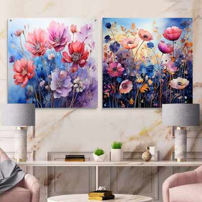 Argonne - Abstract Botanicals Acrylic Wall Art Glass Set Of 2