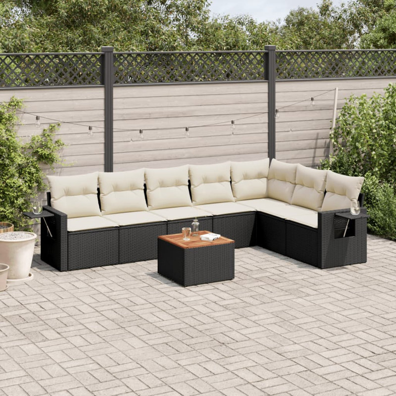 Ensemble de canapé de jardin Vidaxl noir, blanc crème
