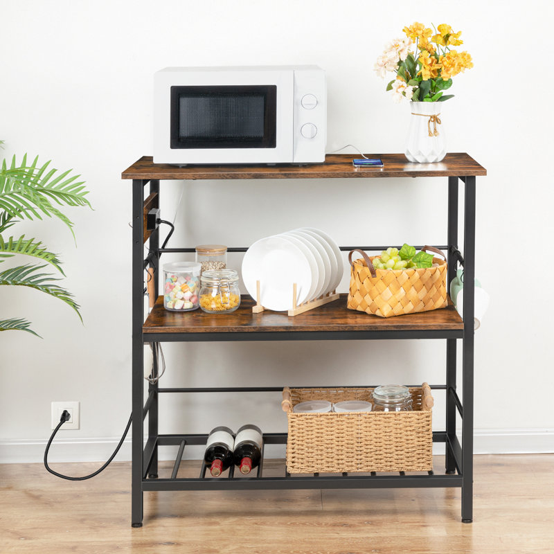 Table d'îlot de cuisine avec prise de courant 35,8 po Vuto, Brun rustique